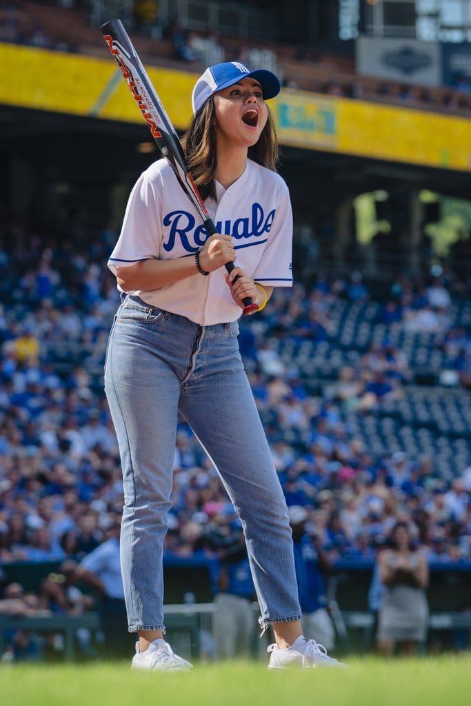A Jersey and High-Waisted Jeans in the Celebrity Baseball Game During the Big Slick Celebrity Weekend in June 2019
