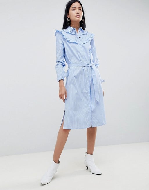 Gestuz Tam Stripe Shirt Dress With Ruffle Details