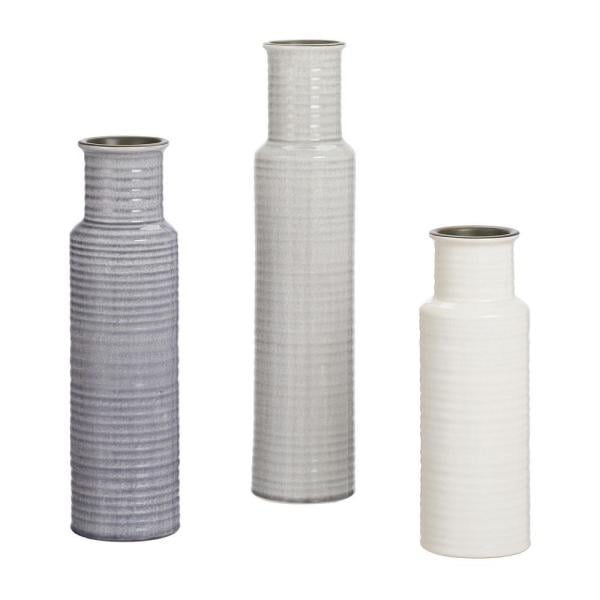 Home Decorators Collection Stone Grey, Shadow Grey and White Ceramic Decorative Vases