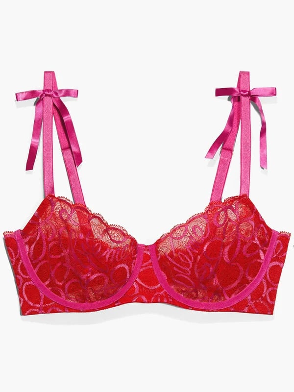 Balconette Unlined Lace Bra Red