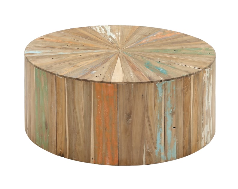 Decmode Rustic Reclaimed Wood Round Coffee Table
