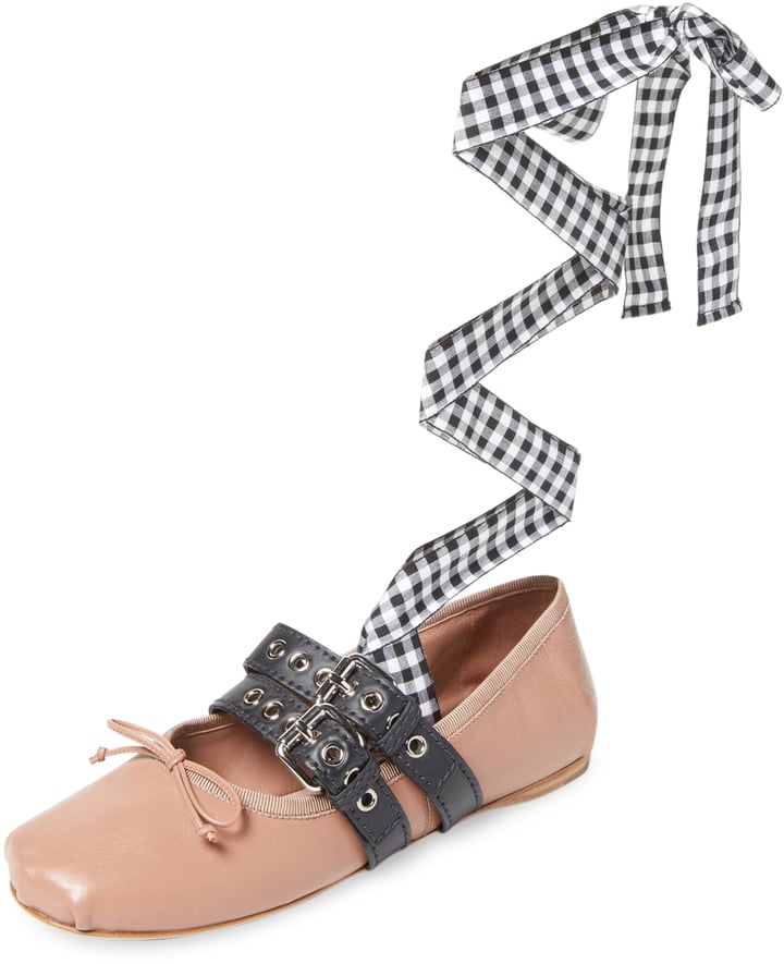 Miu Miu Double Strap Lace-Up Ballet Flat | How to Wear Flats in Winter ...