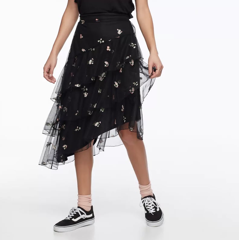 K/lab Floral Asymmetrical Tiered Ruffled Skirt