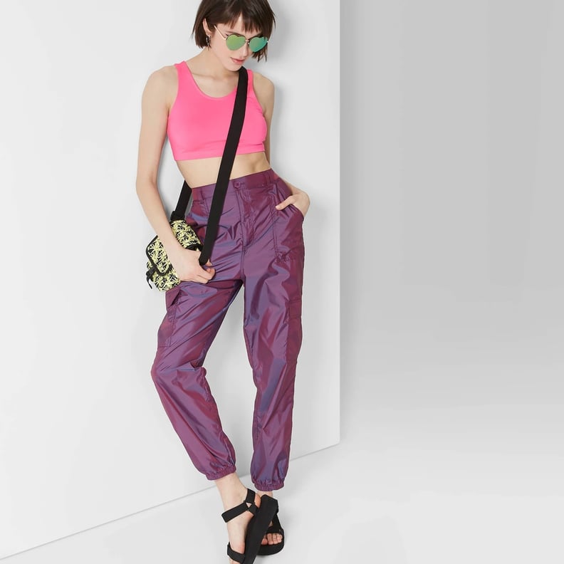 Women's High-Rise Metallic Cargo Pants