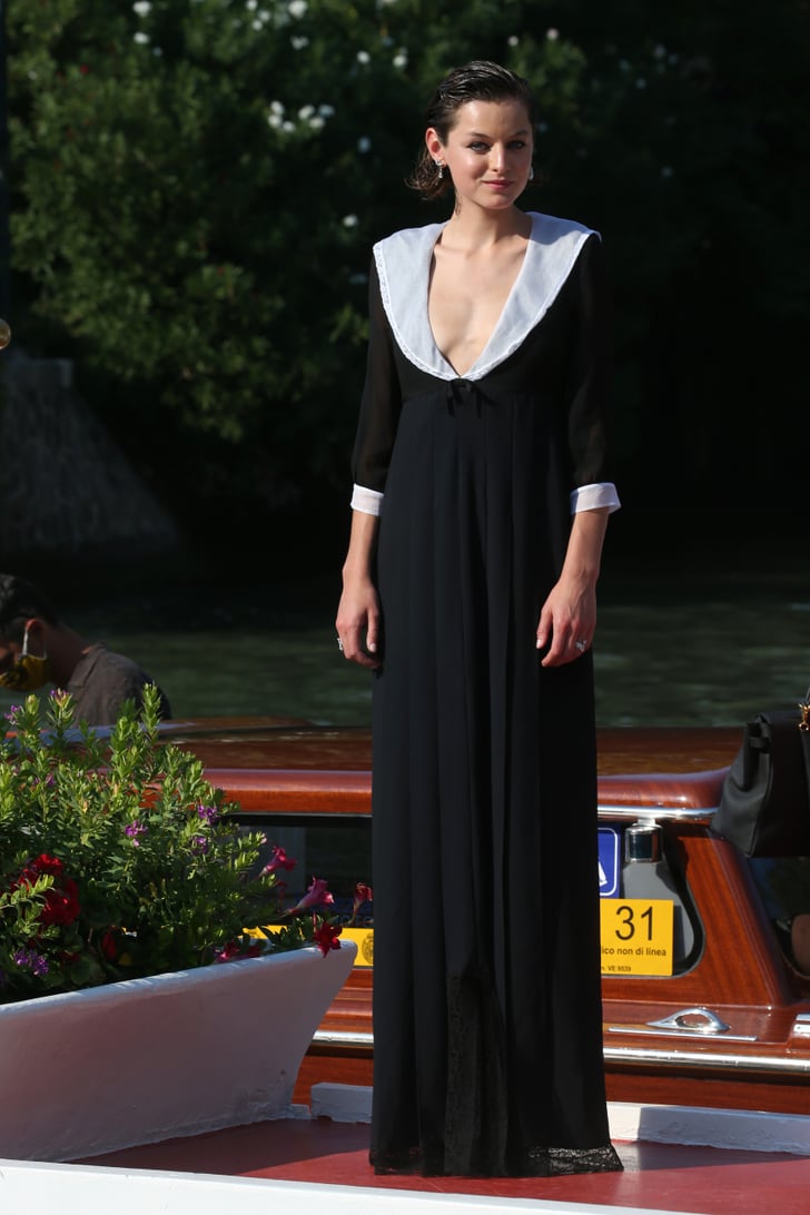 Emma Corrin Wears a Black Maxi Dress | See Emma Corrin's ...