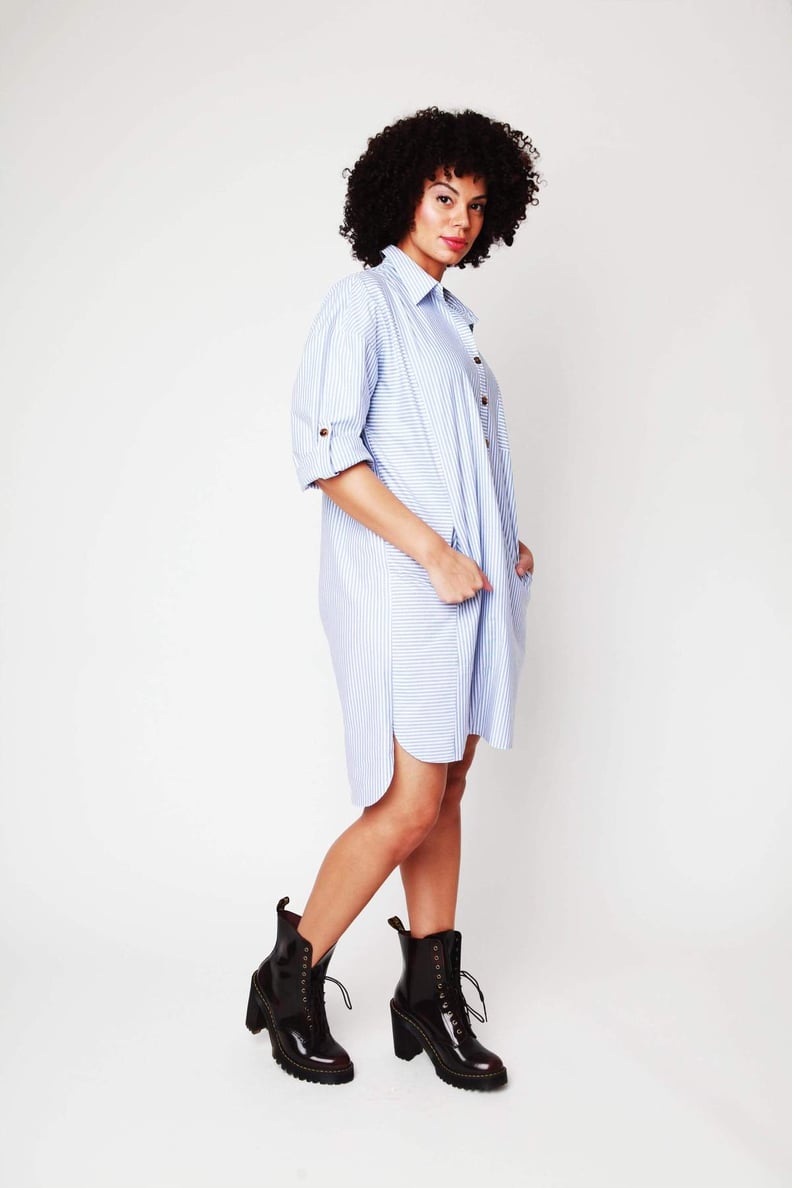 Shegul Striped Cotton Shirt Dress