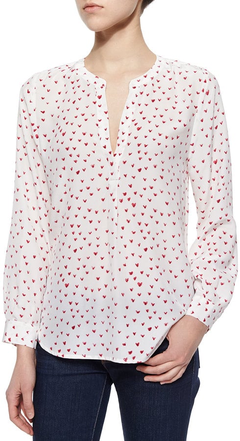 Joie Peterson Heart-Print Silk Blouse ($248)