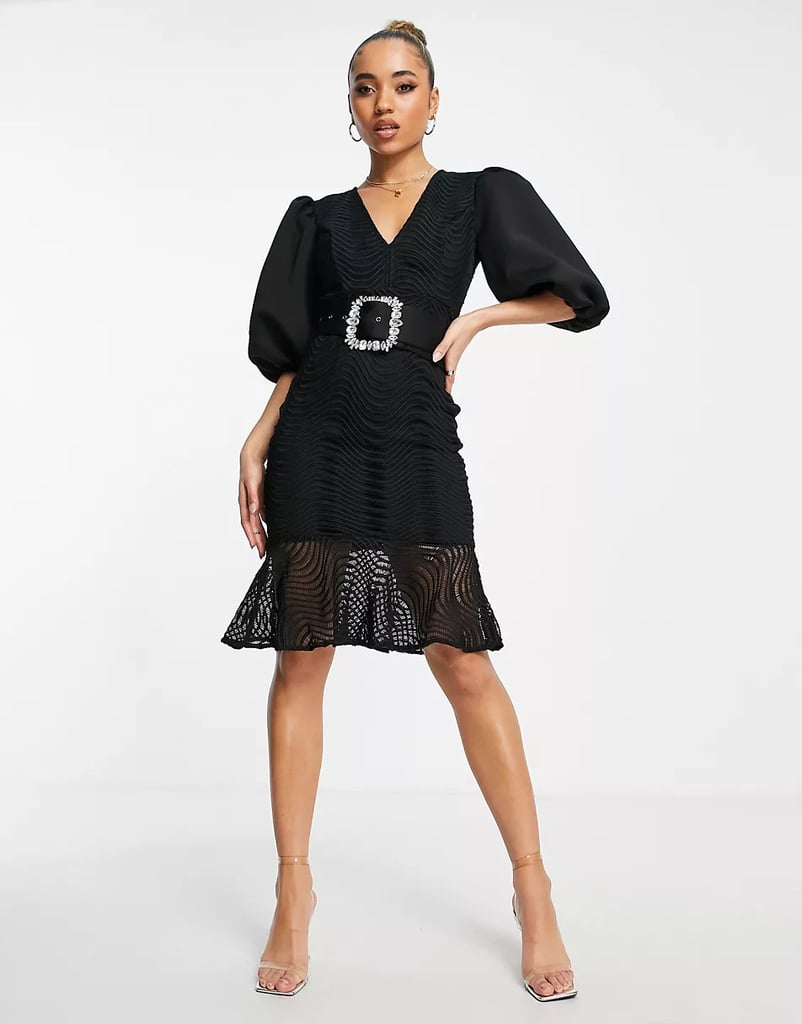 Complete With a Sparkly Belt: ASOS DESIGN Puff-Sleeve Dress