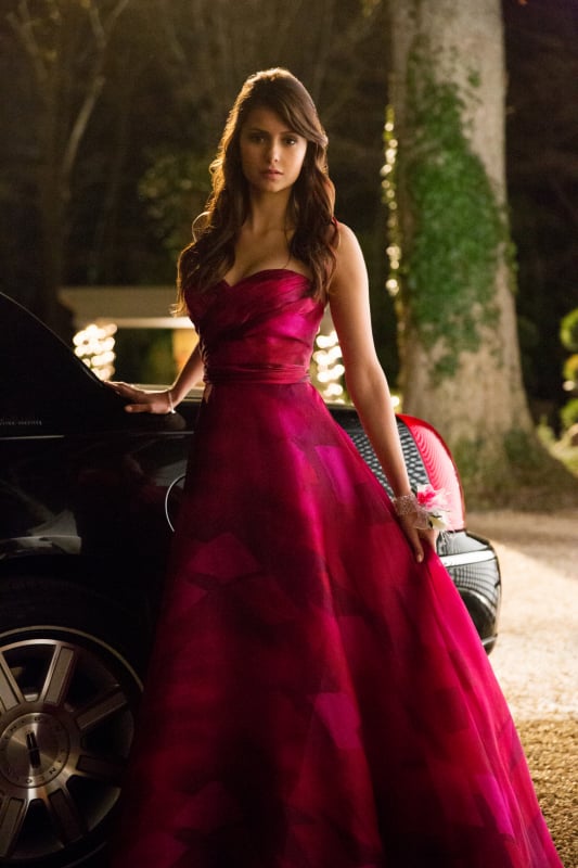 Vampire Elena is kind of a jerk, especially when she steals Caroline's prom dress.