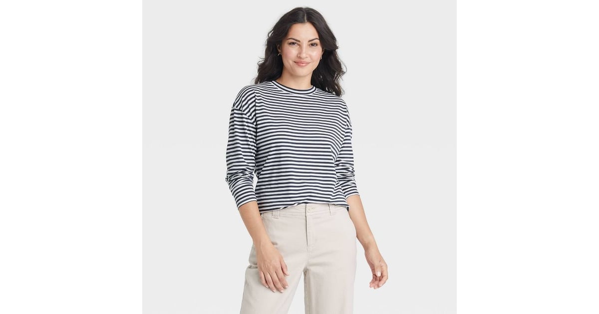 Striped Sensation: A New Day Striped Long Sleeve French T-Shirt | Best ...