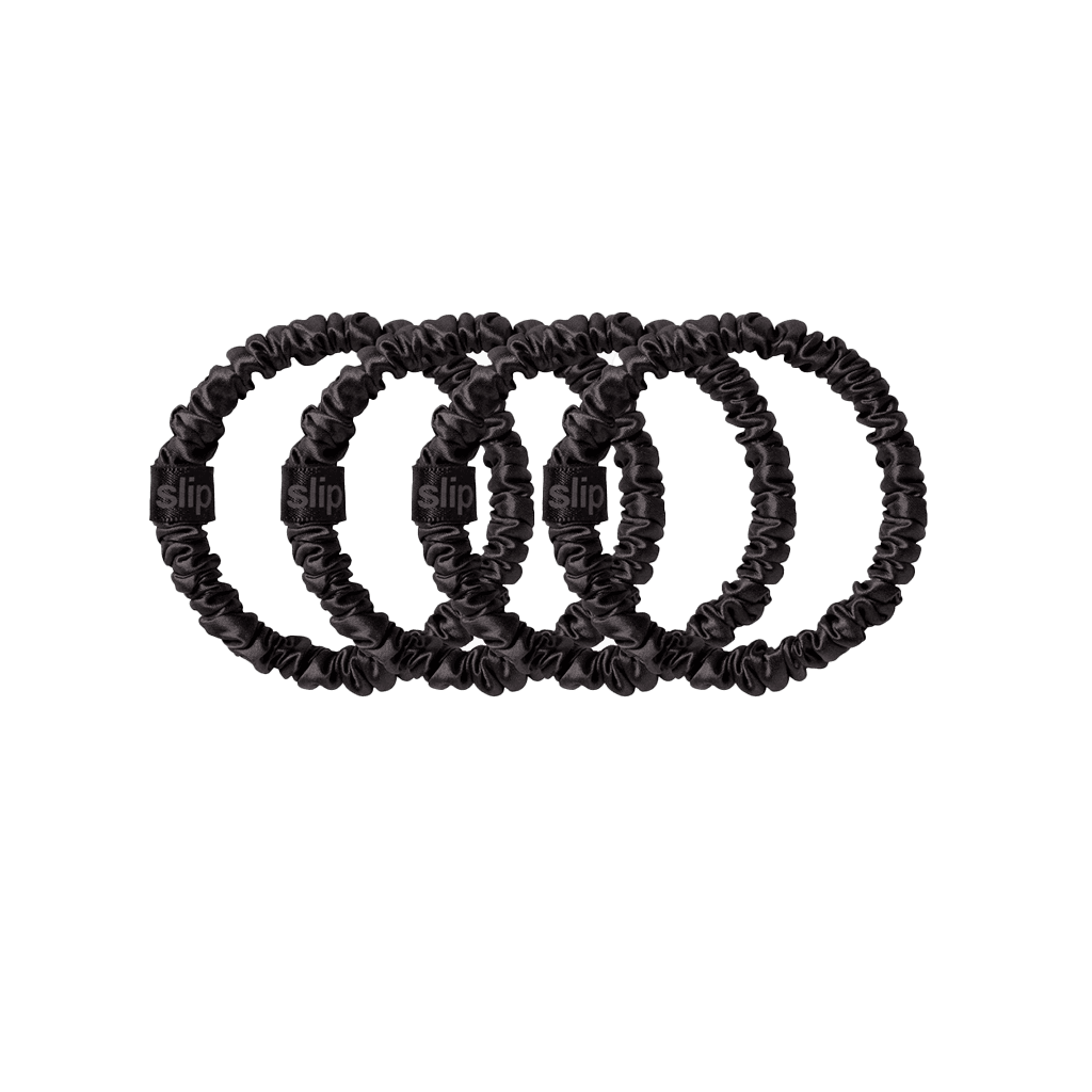 Slip Pure Silk 4-Pack Skinny Scrunchies: Back to Basics Collection ($35)
Say it with us: you can never have enough silk scrunchies. No creasing, no breakage, no knotting — what more could you ask for? Plus, this set comes in seven different colors to match a range of hair tones, from black to blond.