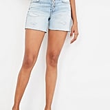 Mid-Rise Distressed Button-Fly Cut-Off Jean Shorts