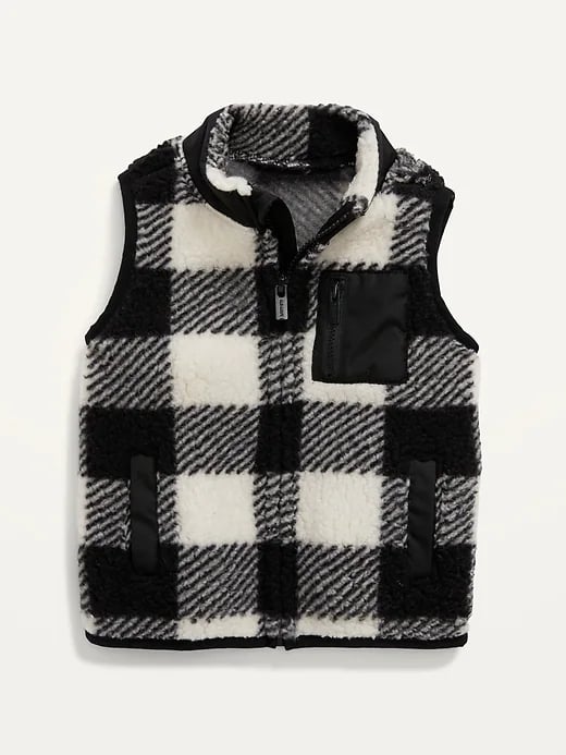 Old Navy Unisex Buffalo Plaid Sherpa Vest for Baby