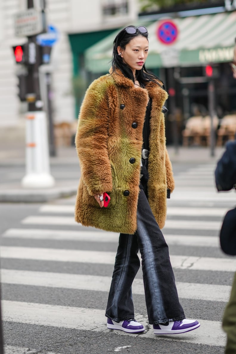 How to Wear Jordans With a Fur Coat