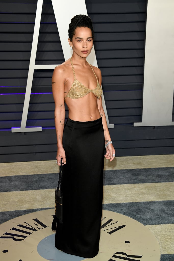 Zoe Kravtiz Gold Bra at Oscars Afterparty 2019