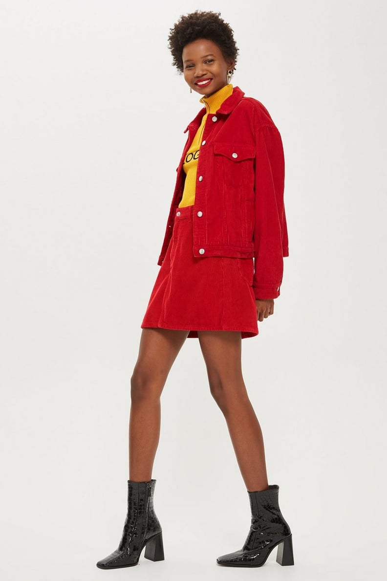 Topshop Red Corduroy Denim Set