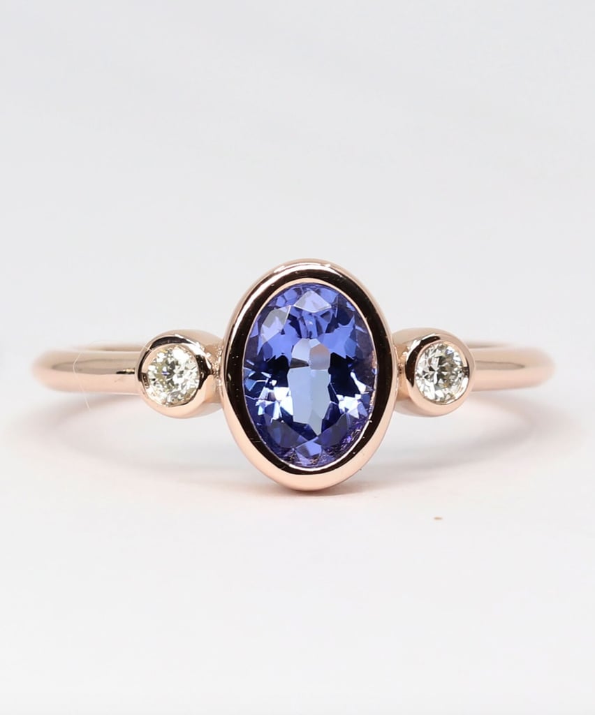 Unique Vintage Real Diamond and Natural Tanzanite Engagement Ring