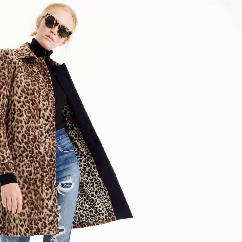 J crew topcoat in online double leopard