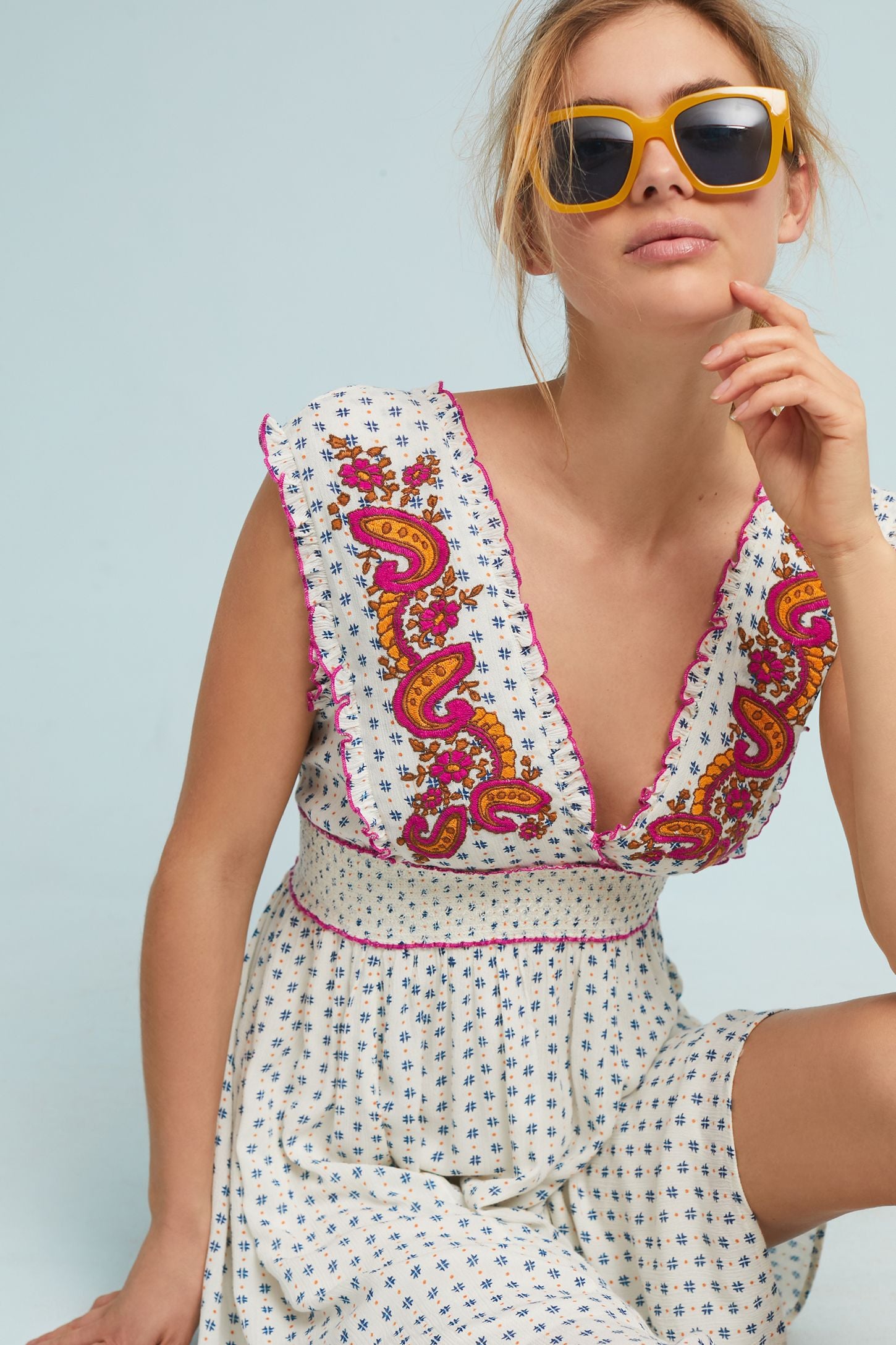 anthropologie embroidered dress