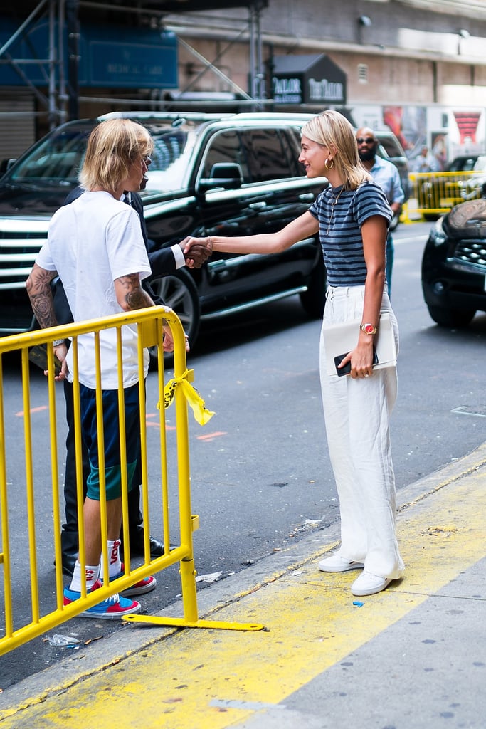 Hailey Baldwin White Pants With Justin Bieber