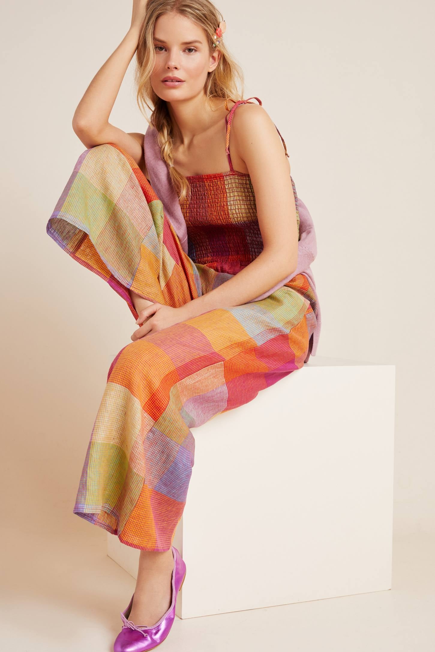 Anthropologie hot sale linen jumpsuit