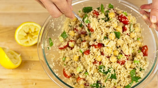 Couscous Salad With Chickpeas, Tomatoes, and Mint