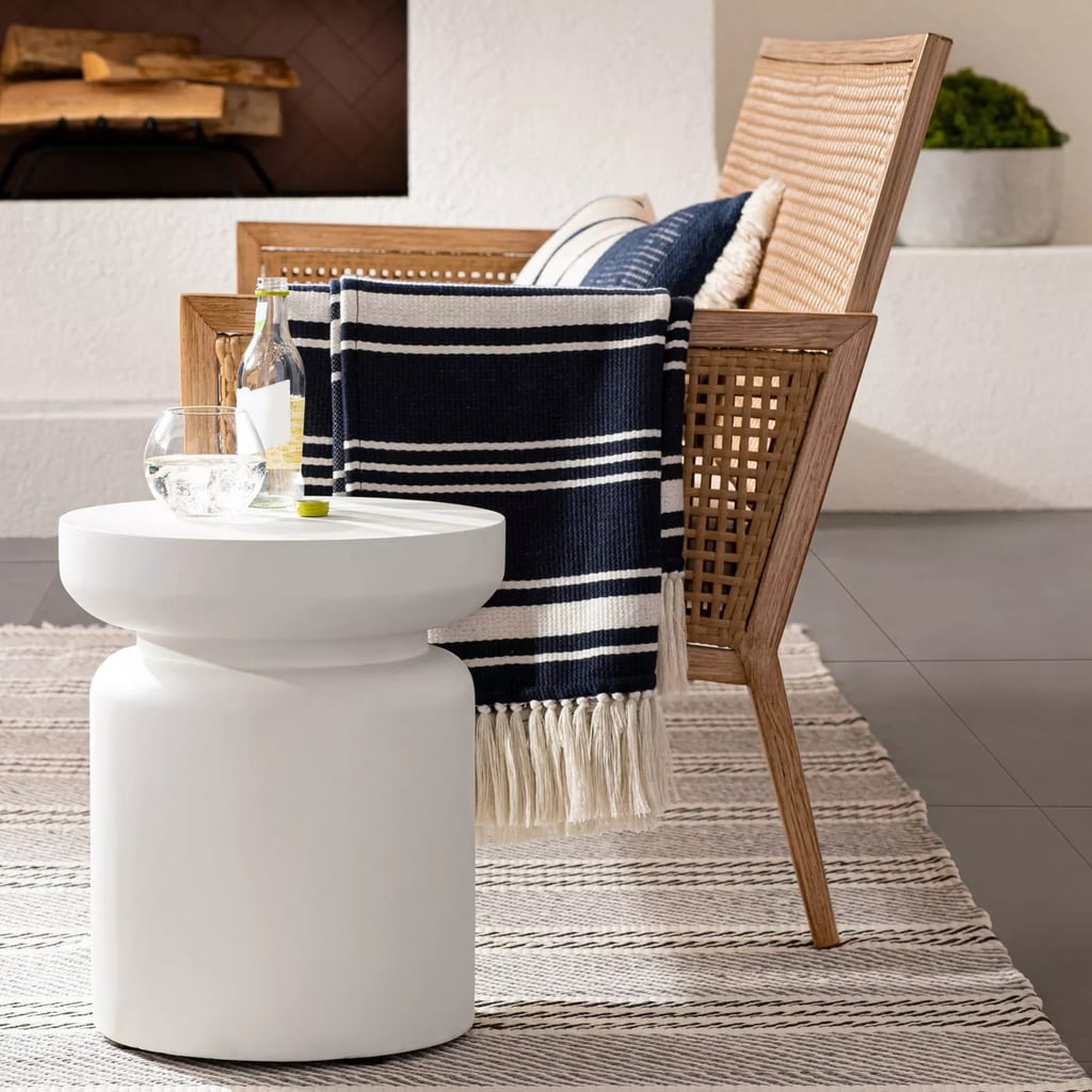 Turned drum accent table sales
