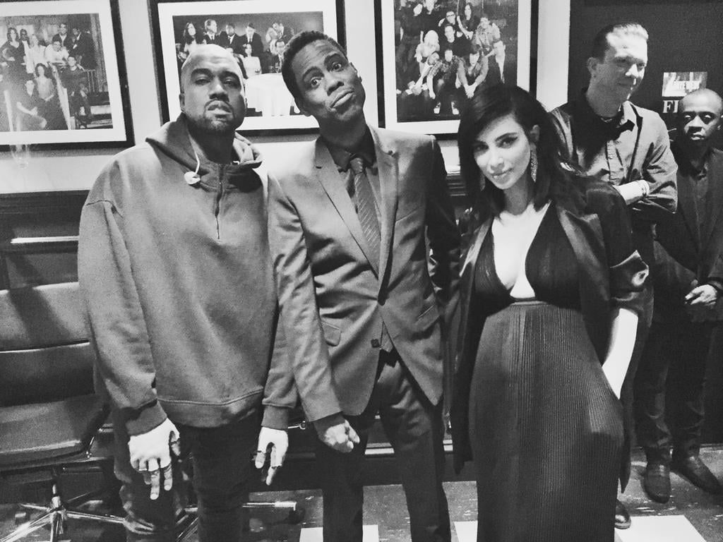 Chris Rock, Kanye West, and Kim Kardashian hung out backstage.