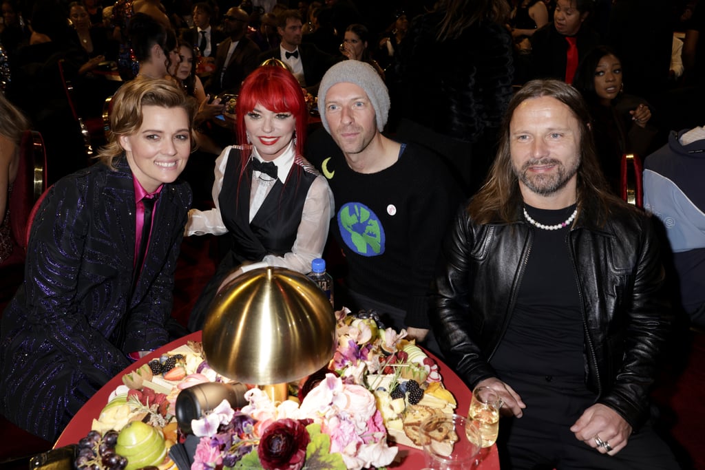 Pictured: Brandi Carlile, Shania Twain, Chris Martin, Max Martin, and the Grammys charcuterie board.