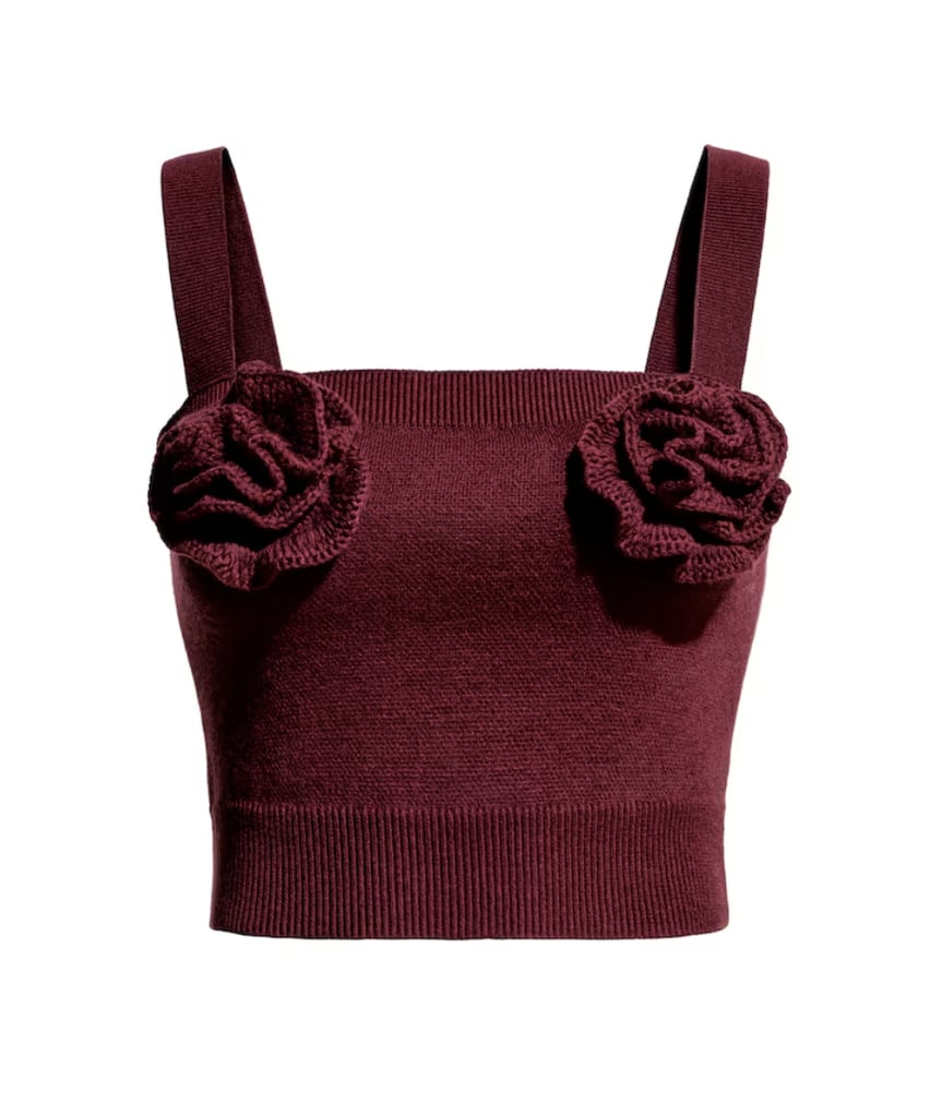 Magda Butrym X H&M Wool-Blend Knit Top with Rose Appliqué