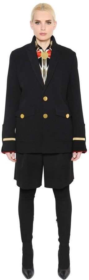 Givenchy Wool Canvas & Velvet Military Style Coat