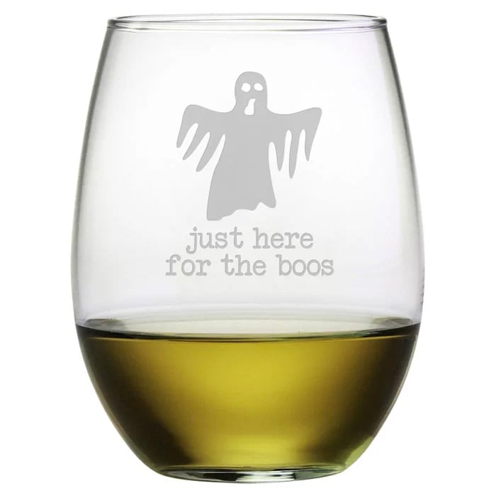 Just Here For the Boos 21-oz. Stemless Wine Glass ($28 for set of 4)