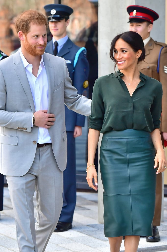 Meghan Markle's Green Hugo Boss Leather Skirt