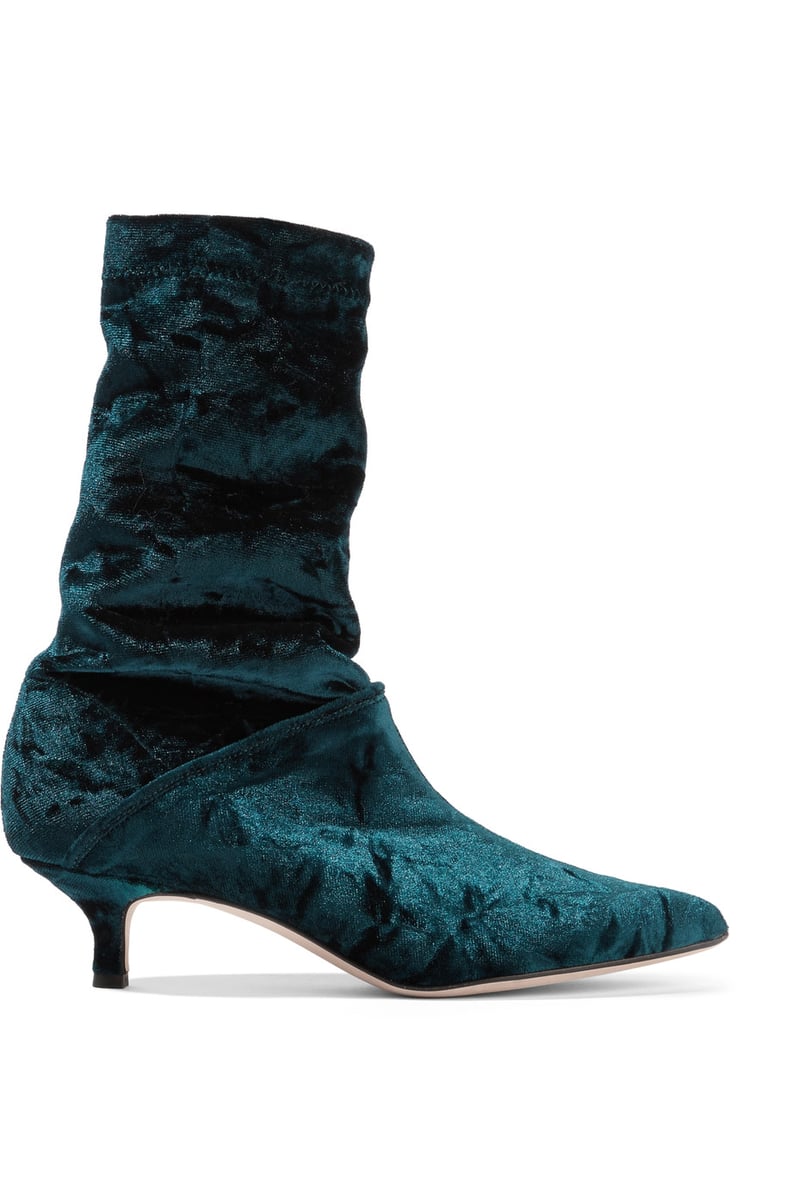 Tibi Harper Crushed-Velvet Boots