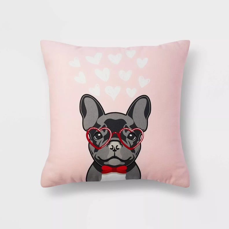 Square Dog Valentine's Day Pillow Pink