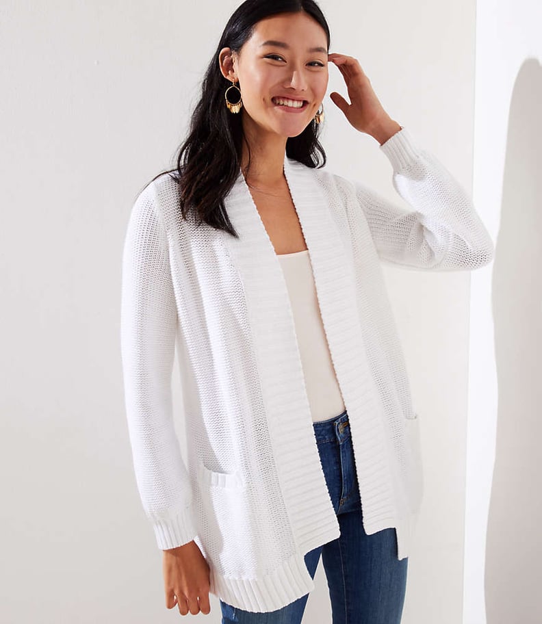 Loft Ribbed Trim Open Pocket Cardigan