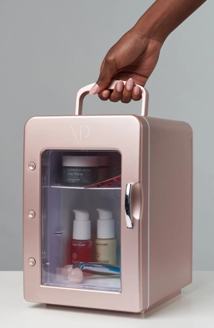 A SkinCare Fridge With a Window Vanity Fria Skin Care Fridge
