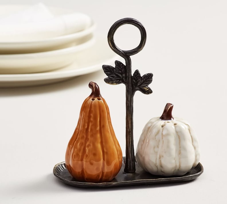 Pottery Barn Gourd Stoneware Salt & Pepper Shakers