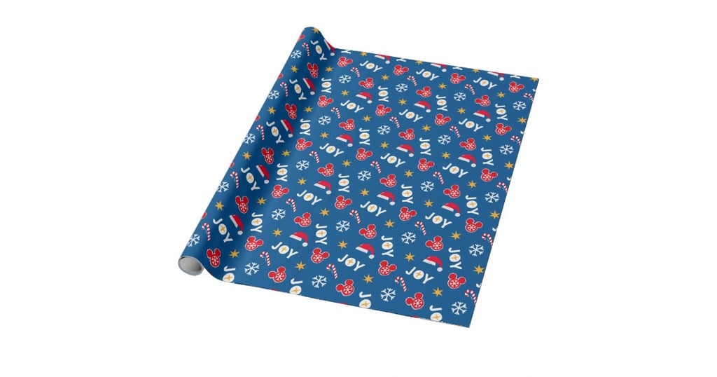 Mickey Mouse Christmas Blue Joy Pattern Wrapping Paper