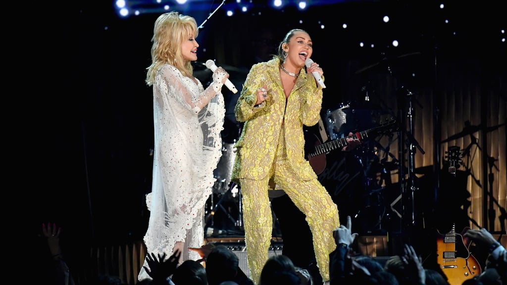 Miley Cyrus and Dolly Parton at the 2019 Grammys