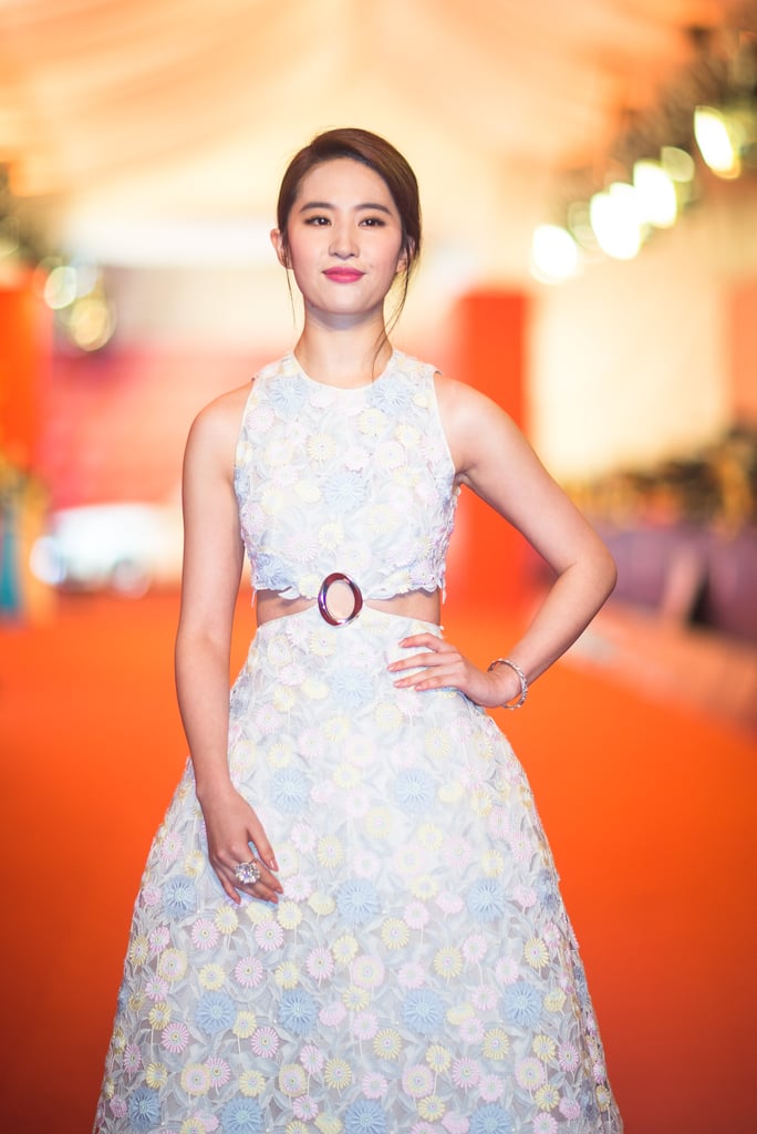 Wearing a Floral Dior Gown With Side Cutouts