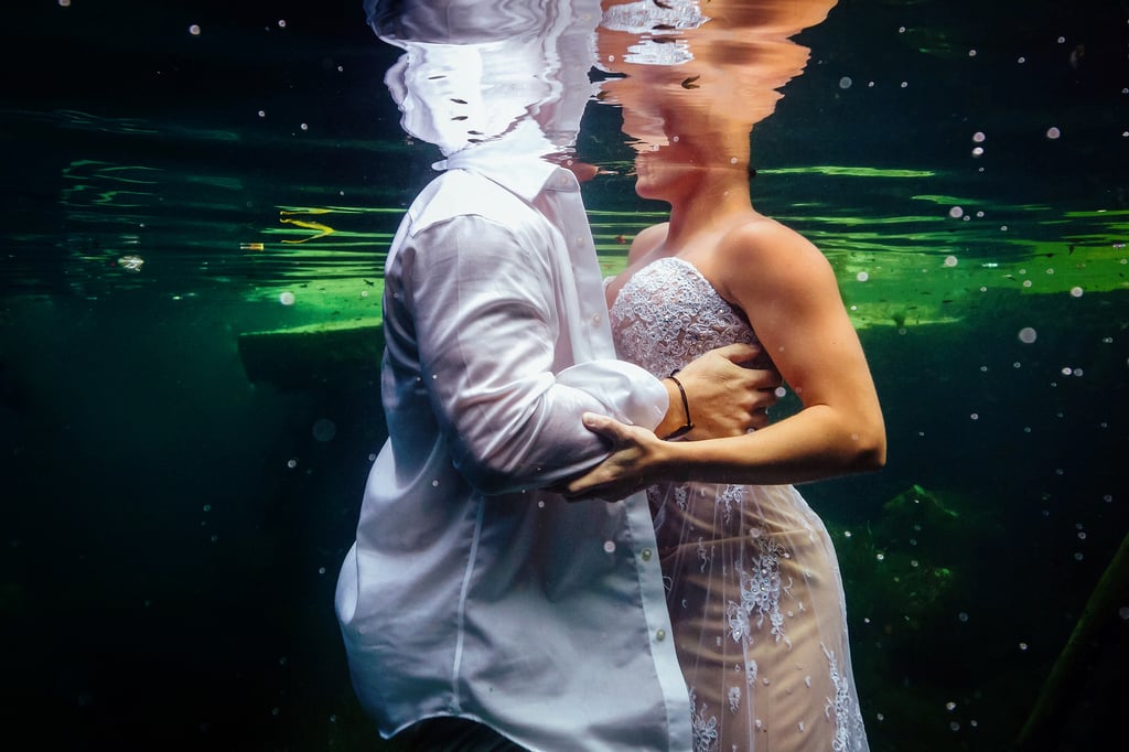 Underwater Trash-the-Wedding-Dress Shoot