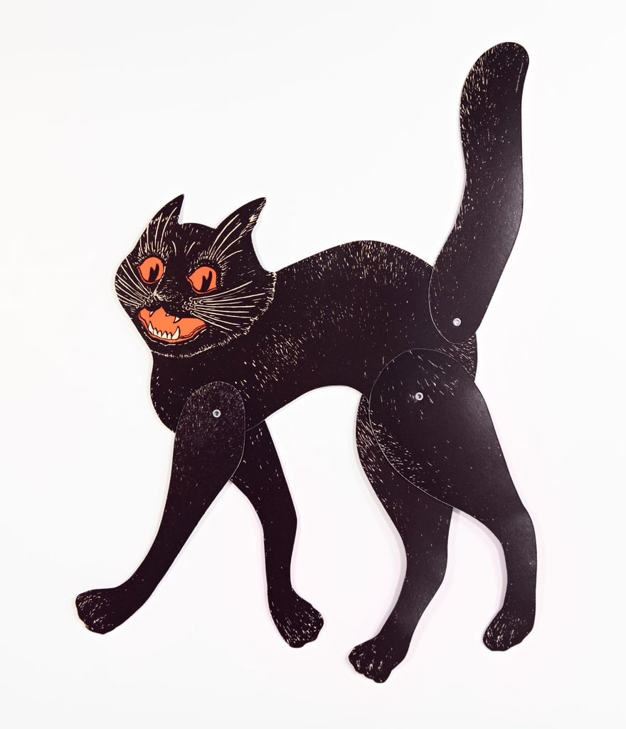 Vintage-Style Black Scratch Cat Jointed Halloween Paper Decoration