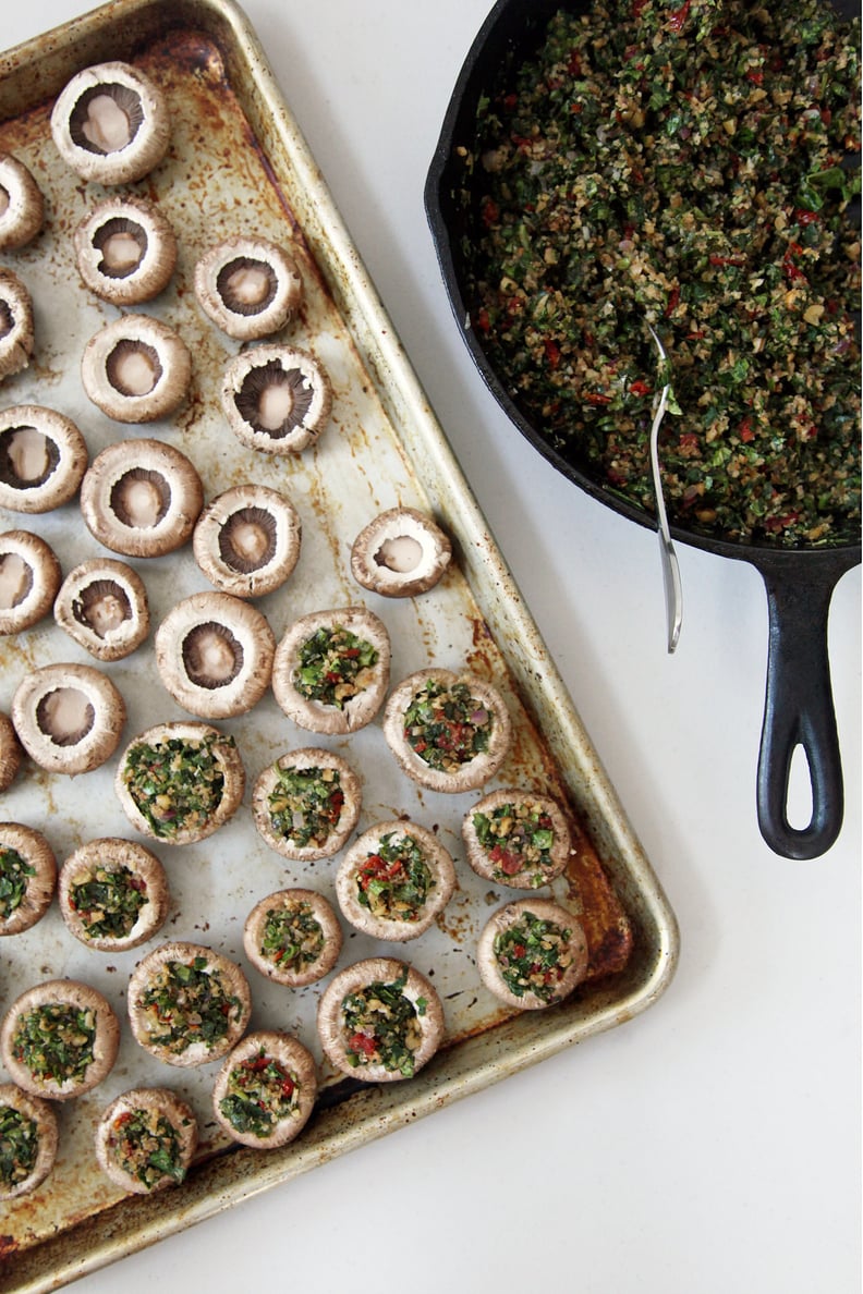 Stuffed Mushrooms With Arugula, Walnuts, and Sun-Dried Tomatoes