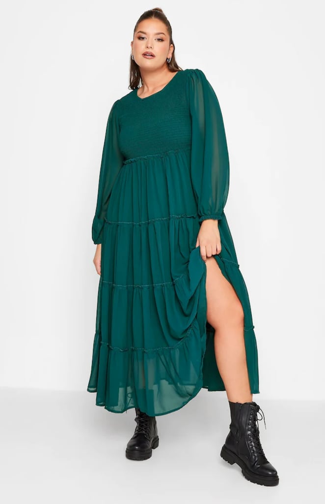 Affordable Christmas Party Dresses:  Yours Curve Chiffon Tiered Shirred Party Dress