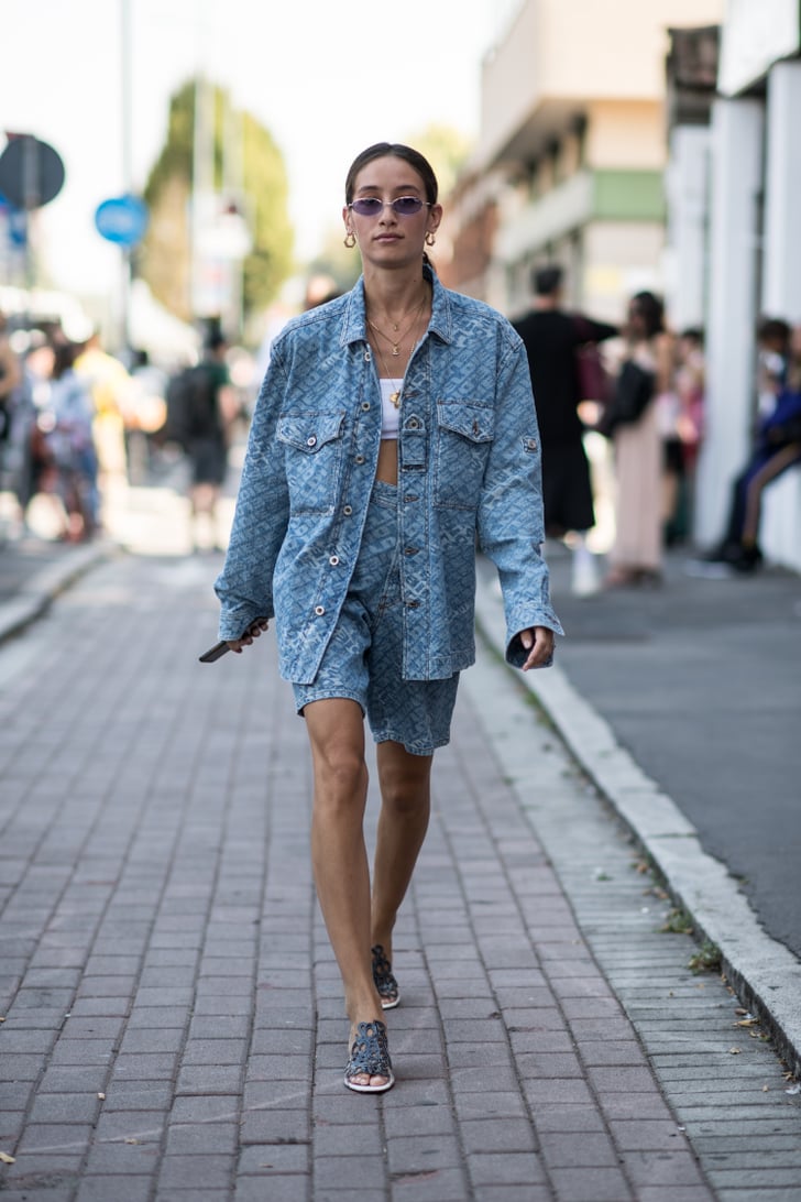 The Double Denim Look Balmy Days Cool Denim On Denim Street Style And Outfit Ideas Popsugar