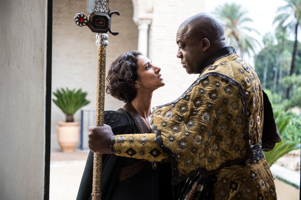 This season we'll meet the Red Viper's daughters, the Sand Snakes, including Ellaria. Here's your first glimpse of Areo Hotah as well.