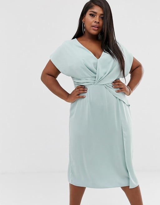 ASOS Design Curve Twist and Drape Front Midi Dress