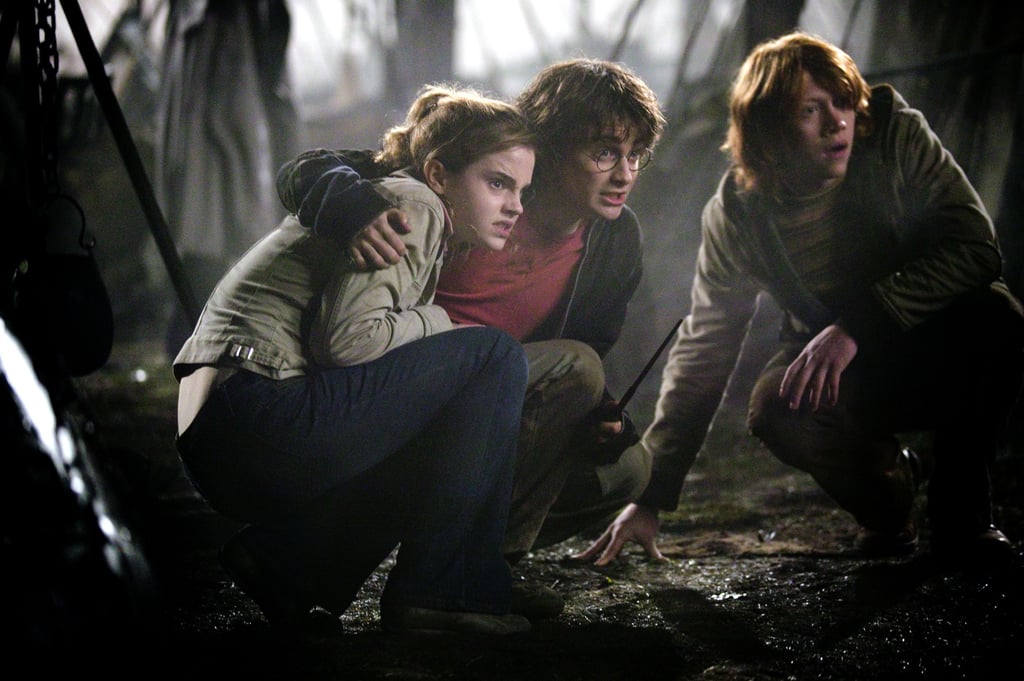 When Harry got protective of Hermione after they saw the Dark Mark at the Quidditch World Cup.
