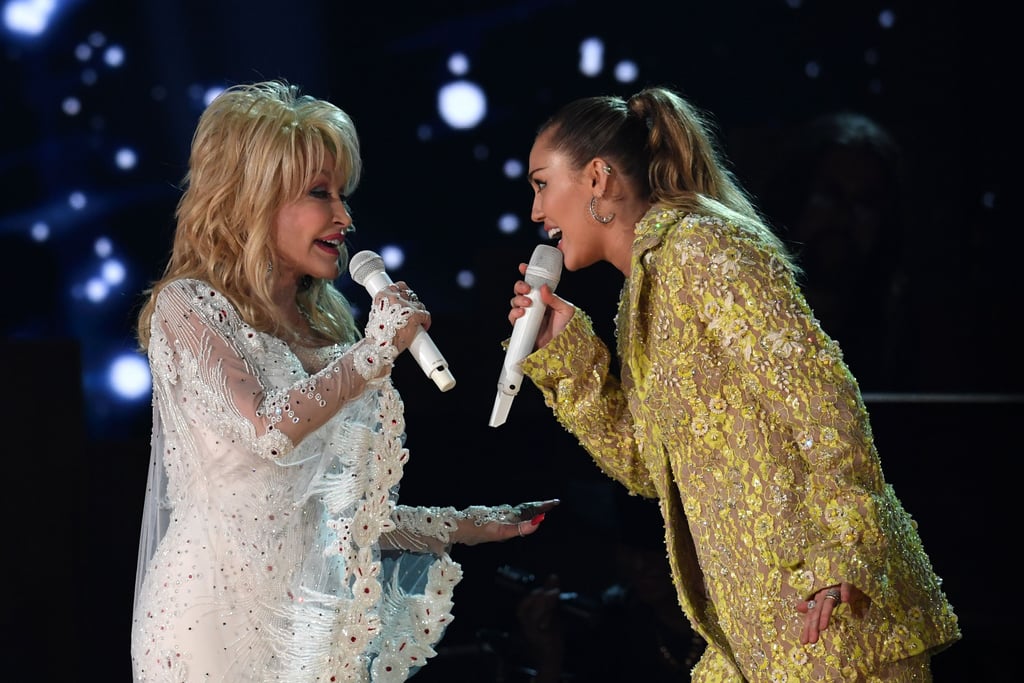 Miley Cyrus and Dolly Parton at the 2019 Grammys